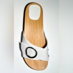 Zara White Sandals with Silver Buckle